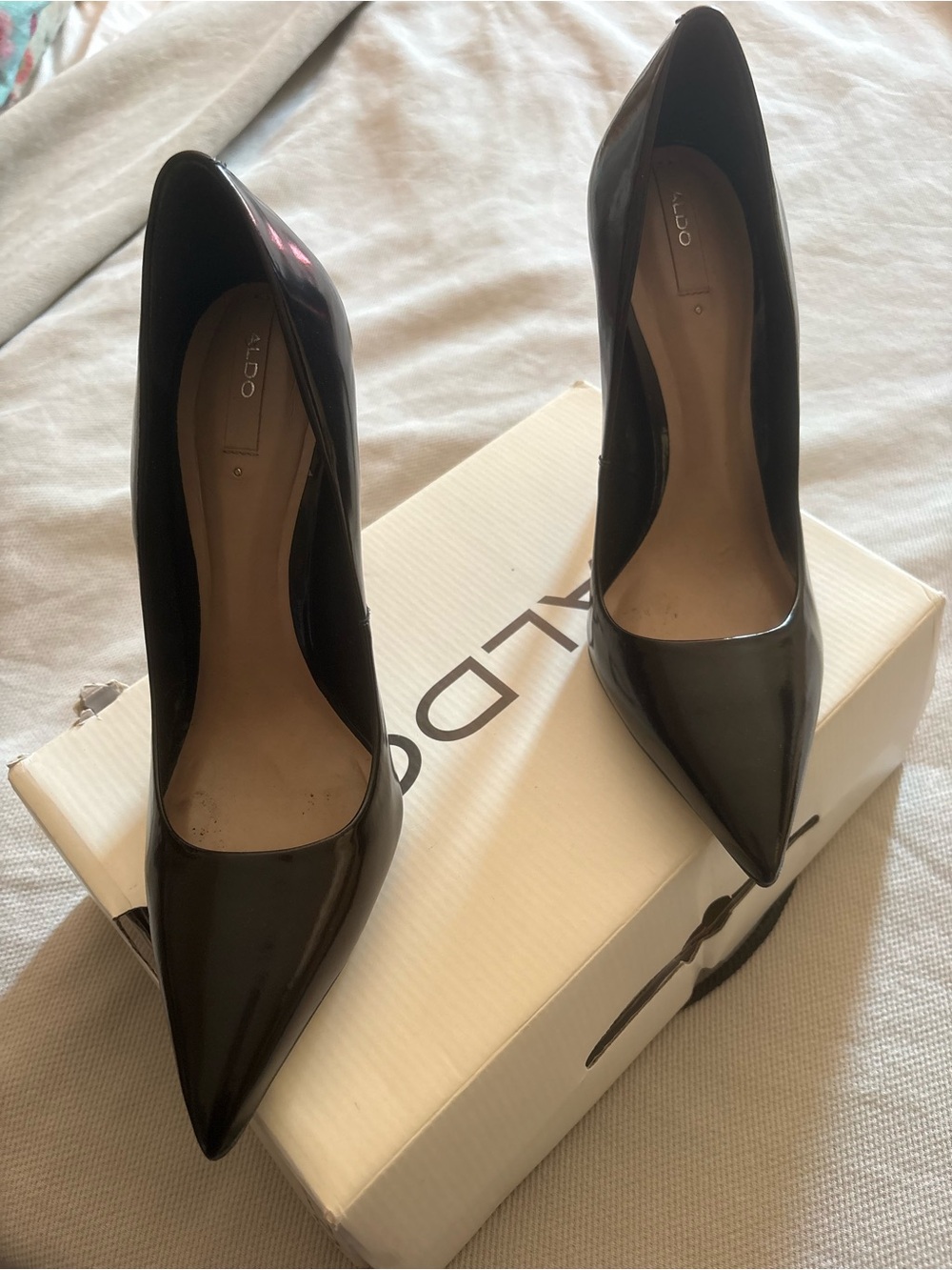 ALDO Black Patent Pointed Toe Stiletto Heels